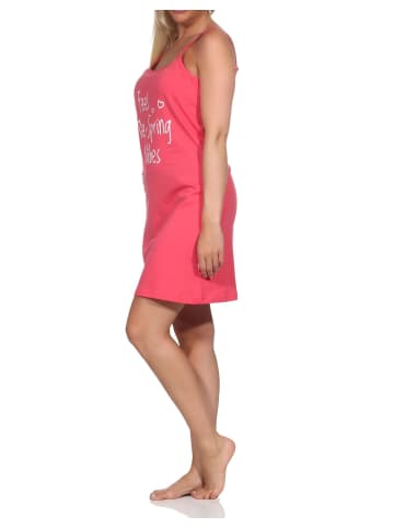 NORMANN Spaghetti Nachthemd Neglige Frontprint - 85925 in pink