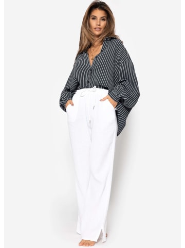 SASSYCLASSY Oversize Musselin Bluse in Grau