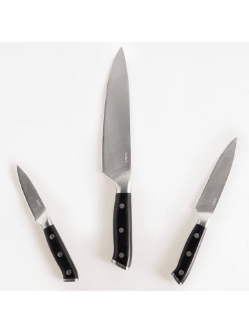 Beliani 4-tlg Küchenmesser-Set IKEDA in Schwarz