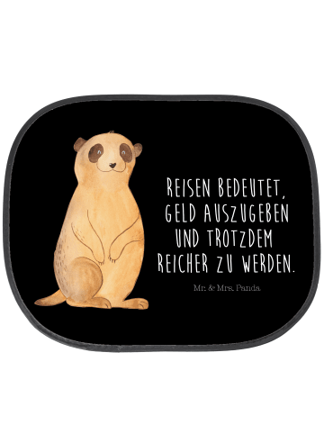 Mr. & Mrs. Panda Auto Sonnenblende Erdmännchen mit Spruch in Schwarz