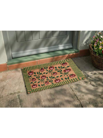 Beliani Fußmatte KNIK in Naturfarben/Grün/Rot - (W) 40 x (L) 60 cm