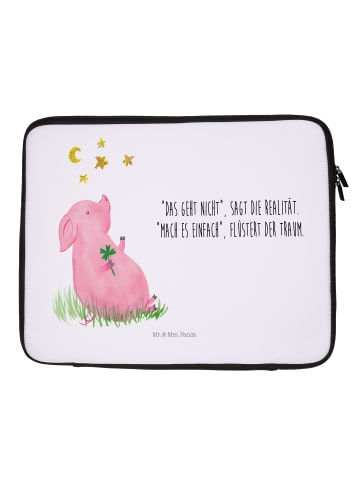 Mr. & Mrs. Panda Notebook Tasche Schwein Glück mit Spruch in Weiß