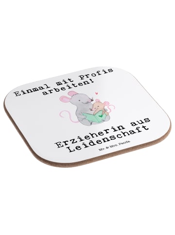 Mr. & Mrs. Panda Untersetzer Glas Erzieherin Leidenschaft mit Sp... in Weiß