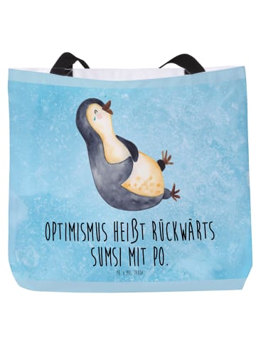 Mr. & Mrs. Panda Strandtasche Pinguin Lachen mit Spruch in Eisblau