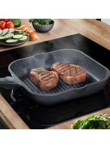 Stoneline Grillpfanne 28 cm mit abnehmbarem Griff | ohne Deckel in Anthrazit