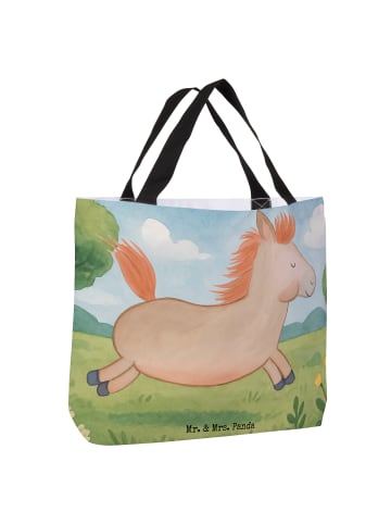 Mr. & Mrs. Panda Tote Bag Pferd Springen Design ohne Spruch in Weiß