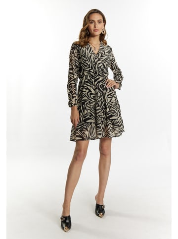 faina Damen Kleid Mit Zebra-Print in Beige Schwarz