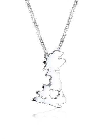Elli Halskette 925 Sterling Silber Herz, Länder / Flaggen in Silber