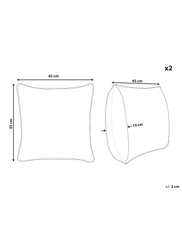 Beliani 2er-Set Dekokissen PILEA in Beige