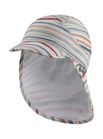 Sterntaler Schirmmütze mit Nackenschutz Streifen in weiß