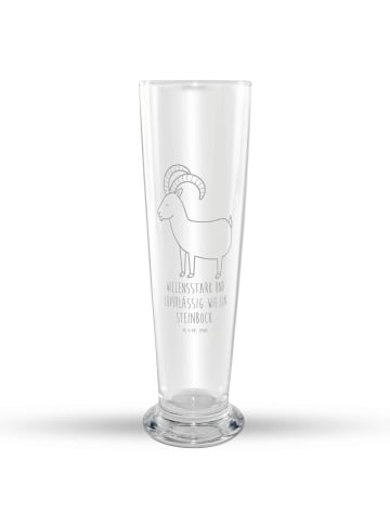 Mr. & Mrs. Panda Weizenbierglas Sternzeichen Steinbock mit Spruch in Transparent