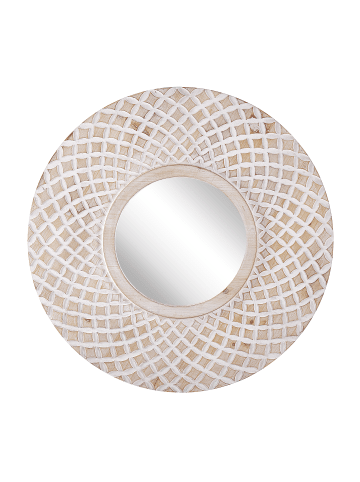 Beliani Dekospiegel POMARO in Braun/Weiß - (W) 60 x (H) 60 x (L) 2 cm Vertikal