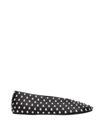 Schwarz Leder Ballerina Flache Schuhe