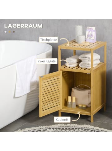 Kleankin Badezimmerschrank-33L x 36,5B x 67H cm-Naturholz