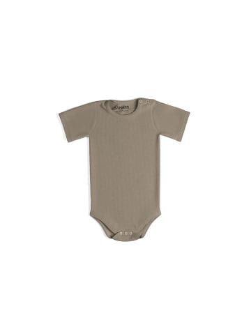 Sämann Baby Body aus 100% Bio-Baumwolle Druckknopf kurzarm gerippt Simply Taupe