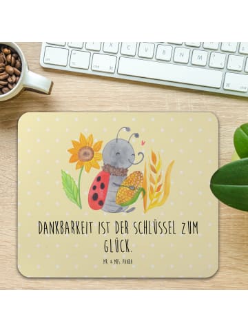 Mr. & Mrs. Panda Mouse Pad Erntedankfest Dankbarkeit mit Spruch in Gelb Pastell