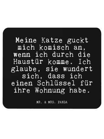 Mr. & Mrs. Panda Mauspad Meine Katze guckt mich... mit Spruch in Schwarz