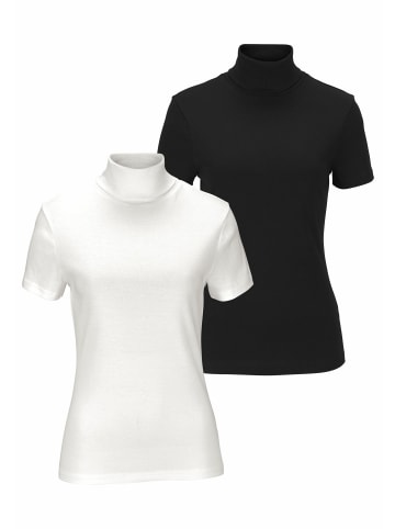 FLASHLIGHTS Rollkragenshirt in wollweiß, schwarz