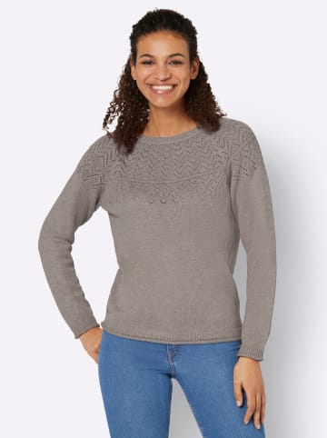WITT WEIDEN Ajourpullover in taupe-meliert