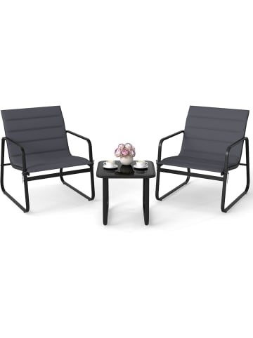 COSTWAY 3-tlg. Balkonmöbel Set in Grau