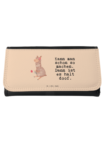 Mr. & Mrs. Panda Portemonnaie für Damen Alpaka Blume mit Spruch in Kaktus Grün
