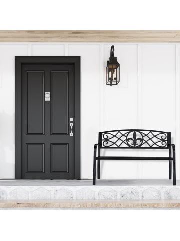 relaxdays Gartenbank in Schwarz - (B)127 x (H)86 x (T)60 cm