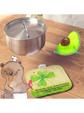 Mr. & Mrs. Panda Topfhandschuhe Blume Kleeblatt Design mit Spruch in Weiß