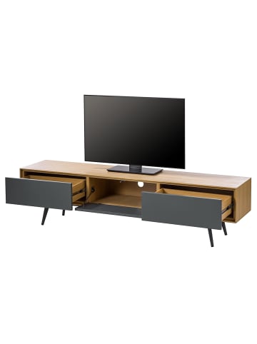 home24 home24 TV-Lowboard (1er Set) - Dunkelgrau - MDF lackiert & furniert - 180.0 x 45.0 x 40.0 cm in Dunkelgrau