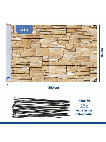 Maximex Sichtschutz Mauer 5m, Balkon-Sichtschutz Mod. Mauer, 5 m in Mehrfarbig