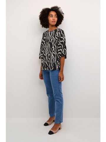 Kaffe Langarm-Bluse KAamber in Black / Antique Zebra Print