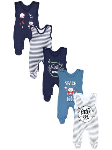 TupTam Baby Strampler mit Aufdruck Spruch 5er Pack in blau/weiß