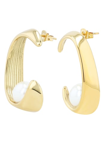 Adeliás Damen Ohrringe aus Edelstahl mit Perle in gold