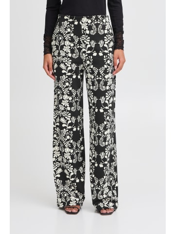 ICHI IHKATE PRINT WIDE PA5 loose fit in Black Flower aop