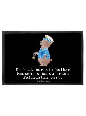 Mr. & Mrs. Panda Fussmatte Polizistin Herz mit Spruch in Schwarz