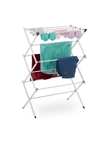 relaxdays Wäscheständer in Weiß  - (B)73 x (H)105 x (T)37 cm