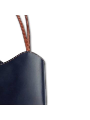 Florence Florence Schultertasche, Rucksack Leder blau, braun ca. 28cm