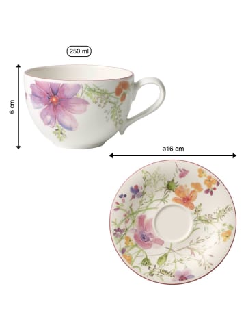 Villeroy & Boch 6er Set Kaffeetassen mit Untertassen Mariefleur Basic 250 ml in bunt