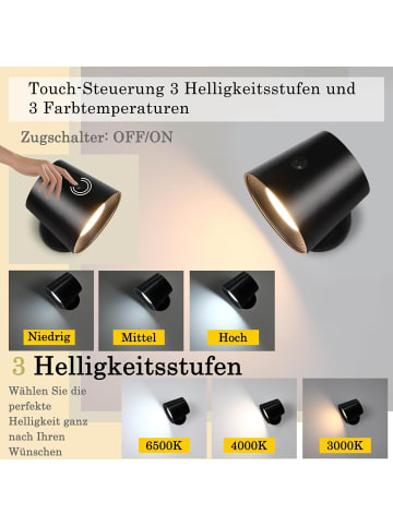 ZMH 1-flammige akku 360° Drehbar Wandleuchte in schwarz