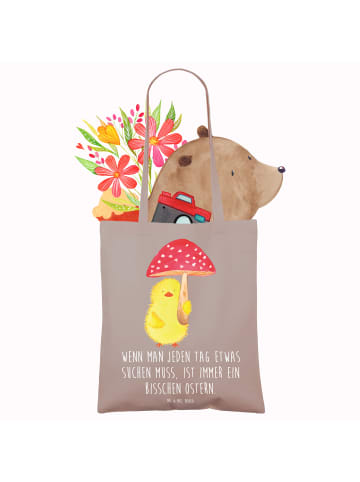 Mr. & Mrs. Panda Einkaufstasche Küken Fliegenpilz mit Spruch in Braun Pastell
