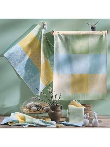 Erwin Müller Baumwolle, Jacquard Geschirrtuch 2er-Pack in grün-blau-beige