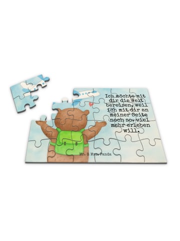 Mr. & Mrs. Panda Puzzle Bär Flugzeug Design mit Spruch in Weiß