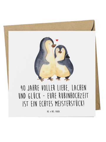 Mr. & Mrs. Panda Deluxe Karte 40. Hochzeitstag Rubinhochzeit mit... in Weiß