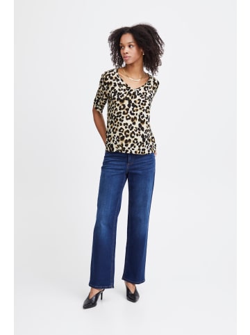 ICHI Kurzarm-Bluse IHMARRAKECH Regular fit in Tannin Leo Aop