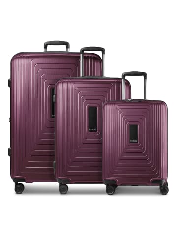 Redolz Essentials 14 4 Rollen Kofferset 3-teilig mit Dehnfalte aubergine metallic