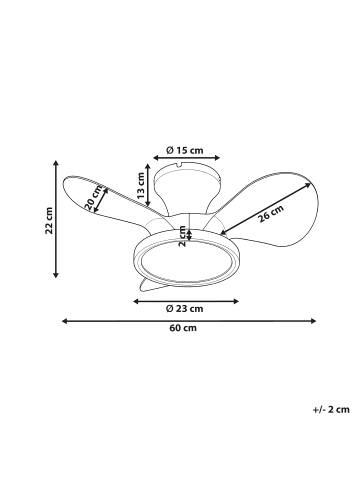 Beliani Deckenventilator mit Licht PUNTI in Weiß - (W) 60 x (H) 22 x (L) 60 cm