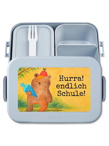 Mr. & Mrs. Panda Brotbüchse Bär Schultüte Design mit Spruch in Blau Pastell
