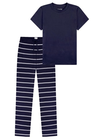 Schiesser Schlafanzug Mix & Relax in Blau / creme