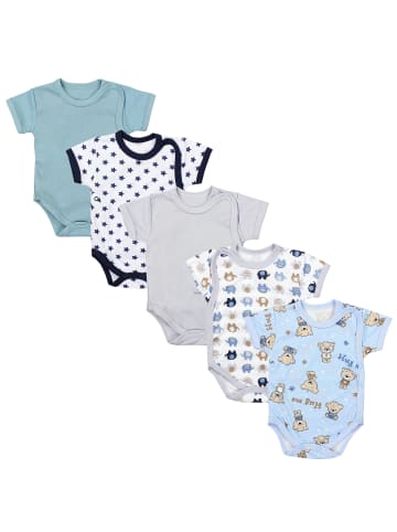 TupTam Baby Jungen Kurzarm Wickelbody 5er Set in mint/weiß