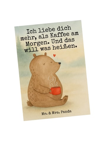 Mr. & Mrs. Panda Grußkarte Bär Morgenkaffee Design mit Spruch in Weiß