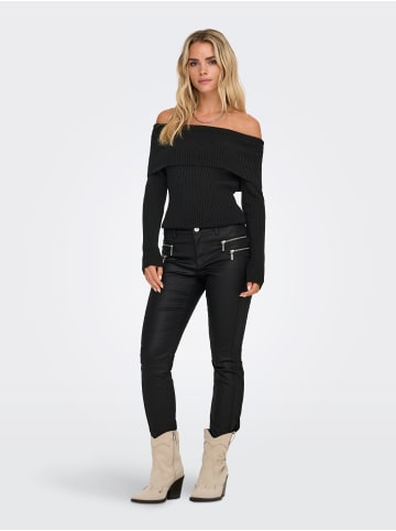 ONLY Weicher Strickpullover Schulterfrei Bequem Warm in Schwarz